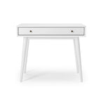 Bureau de style Mid-Century en bois massif blanc / marron / chêne / noir avec pieds fuselés et tiroir unique - Usage unique