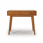 Bureau de style Mid-Century en bois massif blanc / marron / chêne / noir avec pieds fuselés et tiroir unique - Usage unique