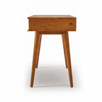 Bureau de style Mid-Century en bois massif blanc / marron / chêne / noir avec pieds fuselés et tiroir unique - Usage unique