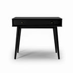 Bureau de style Mid-Century en bois massif blanc / marron / chêne / noir avec pieds fuselés et tiroir unique - Usage unique