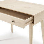 Bureau de style Mid-Century en bois massif blanc / marron / chêne / noir avec pieds fuselés et tiroir unique - Usage unique