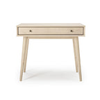 Bureau de style Mid-Century en bois massif blanc / marron / chêne / noir avec pieds fuselés et tiroir unique - Usage unique