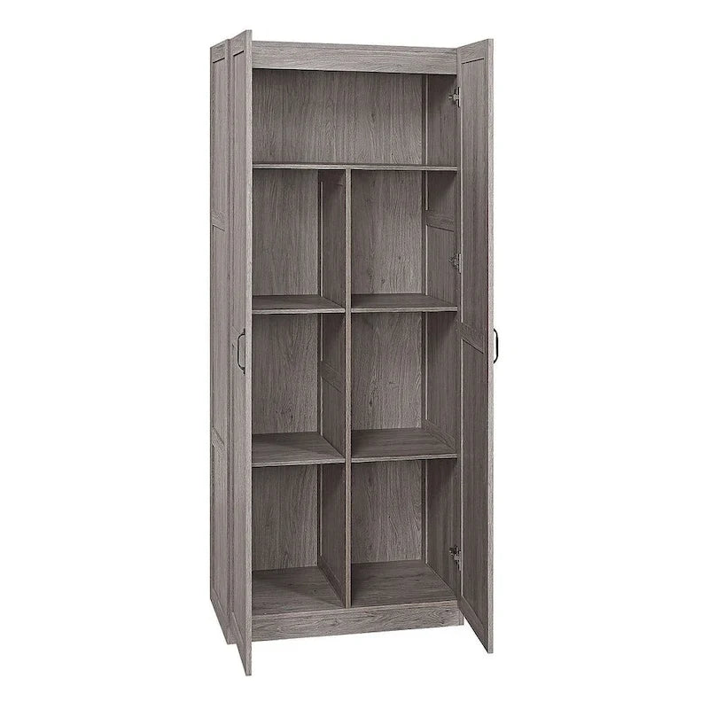 Placard de rangement autoportant moderne à 7 étagères gris/noir/blanc - Usage unique