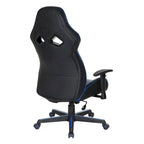 Chaise de jeu en similicuir rouge/bleu avec accoudoirs réglables, support lombaire et appui-tête - Usage unique