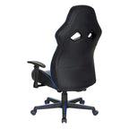 Chaise de jeu en similicuir rouge/bleu avec accoudoirs réglables, support lombaire et appui-tête - Usage unique