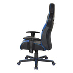 Chaise de jeu en similicuir rouge/bleu avec accoudoirs réglables, support lombaire et appui-tête - Usage unique