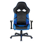 Chaise de jeu en similicuir rouge/bleu avec accoudoirs réglables, support lombaire et appui-tête - Usage unique