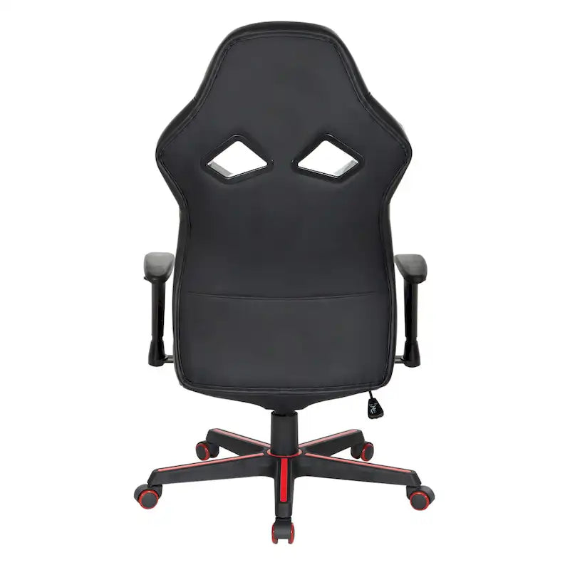 Chaise de jeu en similicuir rouge/bleu avec accoudoirs réglables, support lombaire et appui-tête - Usage unique