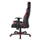 Chaise de jeu en similicuir rouge/bleu avec accoudoirs réglables, support lombaire et appui-tête - Usage unique