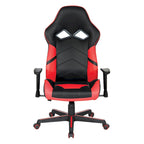 Chaise de jeu en similicuir rouge/bleu avec accoudoirs réglables, support lombaire et appui-tête - Usage unique