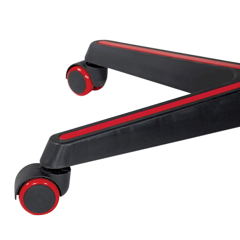 Chaise de jeu en similicuir rouge/bleu avec accoudoirs réglables, support lombaire et appui-tête - Usage unique