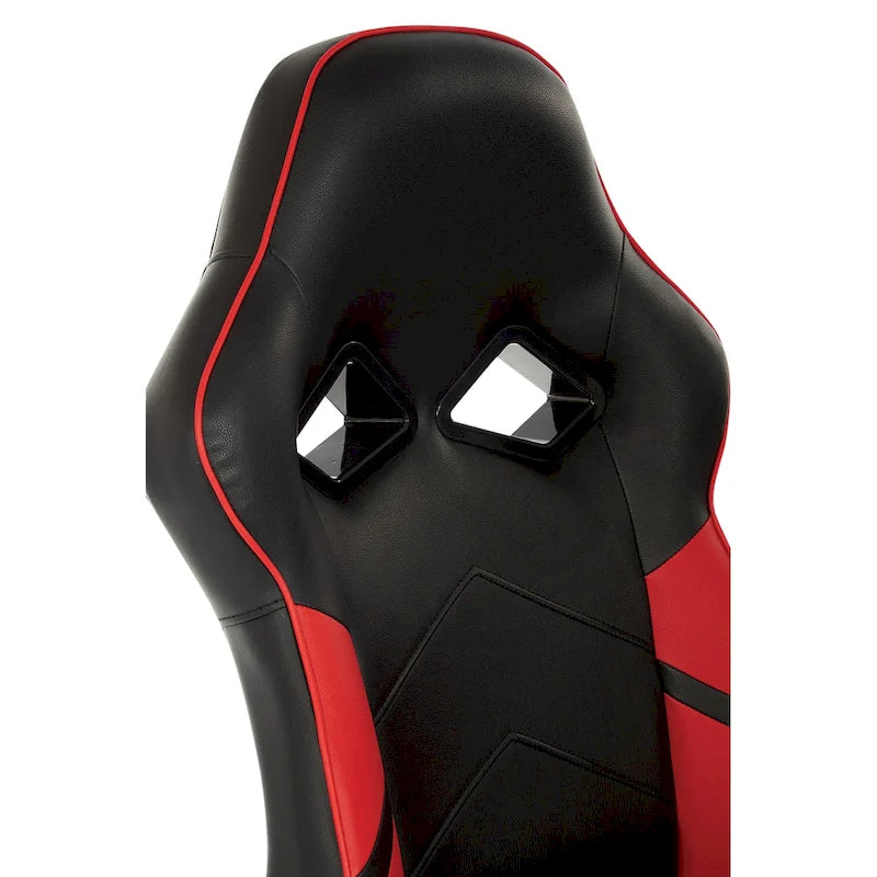 Chaise de jeu en similicuir rouge/bleu avec accoudoirs réglables, support lombaire et appui-tête - Usage unique