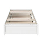 Lit plate-forme à panneaux en bois dur blanc/noyer/caramel clair avec lit gigogne double XL – Pour 2 personnes