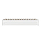 Lit plate-forme à panneaux en bois dur blanc/noyer/caramel clair avec lit gigogne double XL – Pour 2 personnes