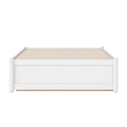 Lit plate-forme à panneaux en bois dur blanc/noyer/caramel clair avec lit gigogne double XL – Pour 2 personnes