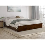 Lit plate-forme à panneaux en bois dur blanc/noyer/caramel clair avec lit gigogne double XL – Pour 2 personnes