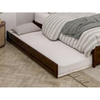 Lit plate-forme à panneaux en bois dur blanc/noyer/caramel clair avec lit gigogne double XL – Pour 2 personnes