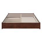 Lit plate-forme à panneaux en bois dur blanc/noyer/caramel clair avec lit gigogne double XL – Pour 2 personnes