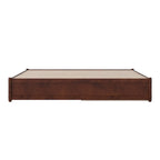Lit plate-forme à panneaux en bois dur blanc/noyer/caramel clair avec lit gigogne double XL – Pour 2 personnes