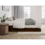 Lit plate-forme à panneaux en bois dur blanc/noyer/caramel clair avec lit gigogne double XL – Pour 2 personnes