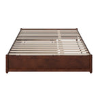 Lit plate-forme à panneaux en bois dur blanc/noyer/caramel clair avec lit gigogne double XL – Pour 2 personnes