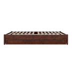 Lit plate-forme à panneaux en bois dur blanc/noyer/caramel clair avec lit gigogne double XL – Pour 2 personnes