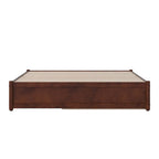 Lit plate-forme à panneaux en bois dur blanc/noyer/caramel clair avec lit gigogne double XL – Pour 2 personnes