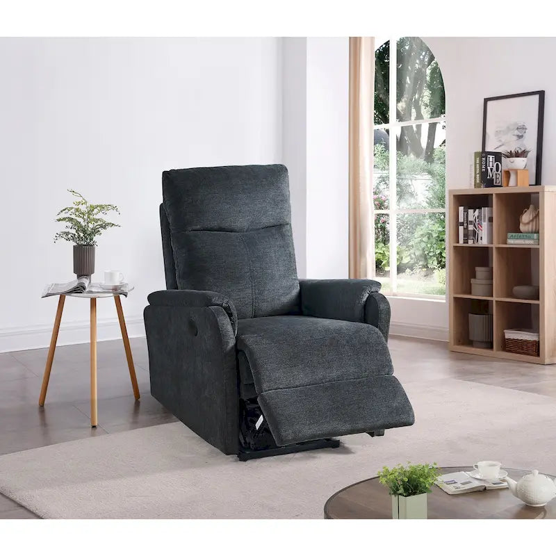 Fauteuil inclinable électrique en tissu avec releveur, couleur anthracite - Usage unique