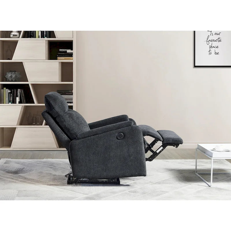 Fauteuil inclinable électrique en tissu avec releveur, couleur anthracite - Usage unique