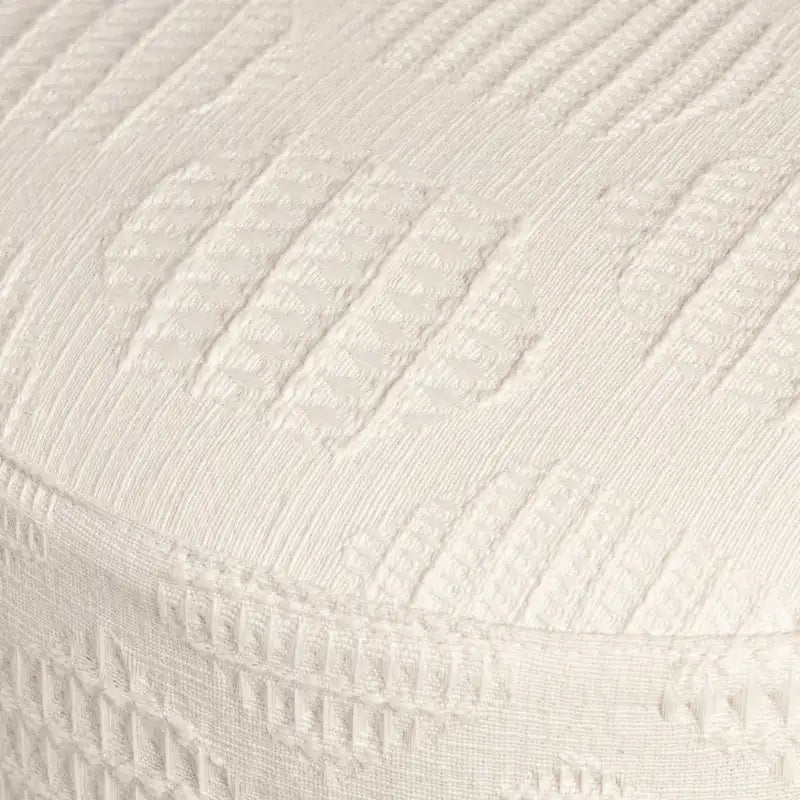 Tabouret rond en coton capitonné crème/marron avec surpiqûres rehaussées - Usage unique