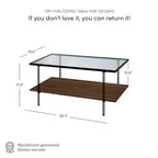Table basse à plateau en verre à 2 niveaux Or et Chêne / Noyer Chaud et Noir Mid-Century - Usage unique