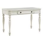Bureau traditionnel en bois massif Plantation Grey / Antique White avec tiroir à extension complète et passe-câbles - Usage unique