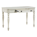 Bureau traditionnel en bois massif Plantation Grey / Antique White avec tiroir à extension complète et passe-câbles - Usage unique