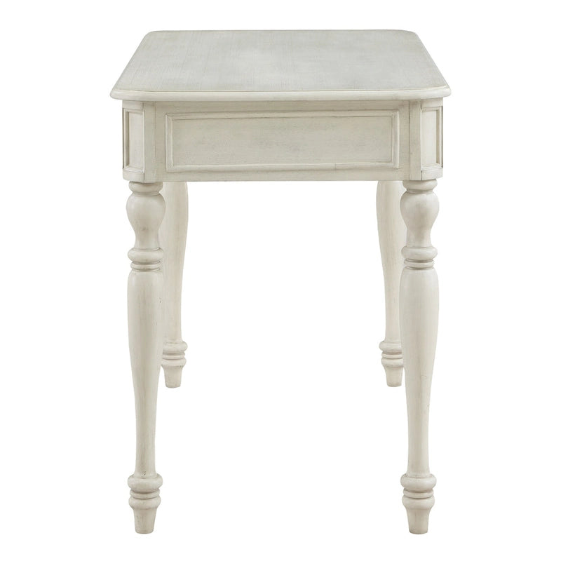 Bureau traditionnel en bois massif Plantation Grey / Antique White avec tiroir à extension complète et passe-câbles - Usage unique