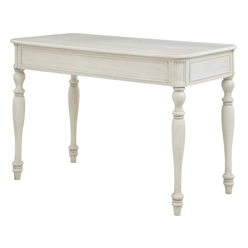 Bureau traditionnel en bois massif Plantation Grey / Antique White avec tiroir à extension complète et passe-câbles - Usage unique