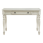Bureau traditionnel en bois massif Plantation Grey / Antique White avec tiroir à extension complète et passe-câbles - Usage unique