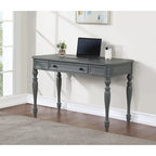 Bureau traditionnel en bois massif Plantation Grey / Antique White avec tiroir à extension complète et passe-câbles - Usage unique