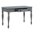 Bureau traditionnel en bois massif Plantation Grey / Antique White avec tiroir à extension complète et passe-câbles - Usage unique
