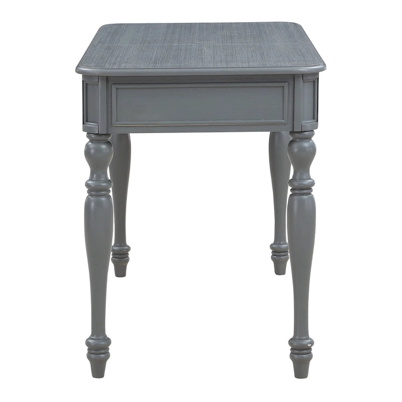 Bureau traditionnel en bois massif Plantation Grey / Antique White avec tiroir à extension complète et passe-câbles - Usage unique