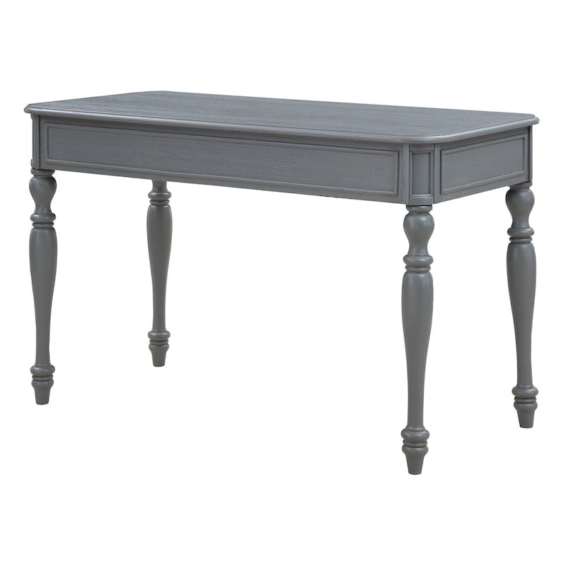 Bureau traditionnel en bois massif Plantation Grey / Antique White avec tiroir à extension complète et passe-câbles - Usage unique