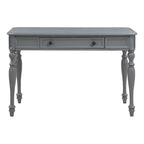 Bureau traditionnel en bois massif Plantation Grey / Antique White avec tiroir à extension complète et passe-câbles - Usage unique