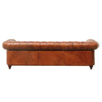 Canapé / Causeuse / Fauteuil Chesterfield en cuir véritable marron avec accoudoirs roulés et garniture cloutée