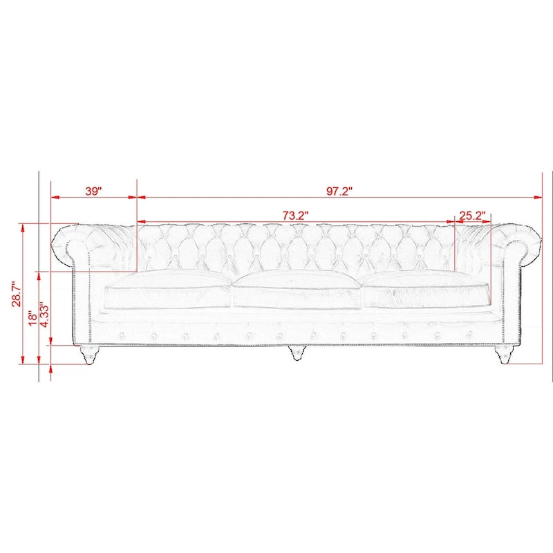 Canapé / Causeuse / Fauteuil Chesterfield en cuir véritable marron avec accoudoirs roulés et garniture cloutée