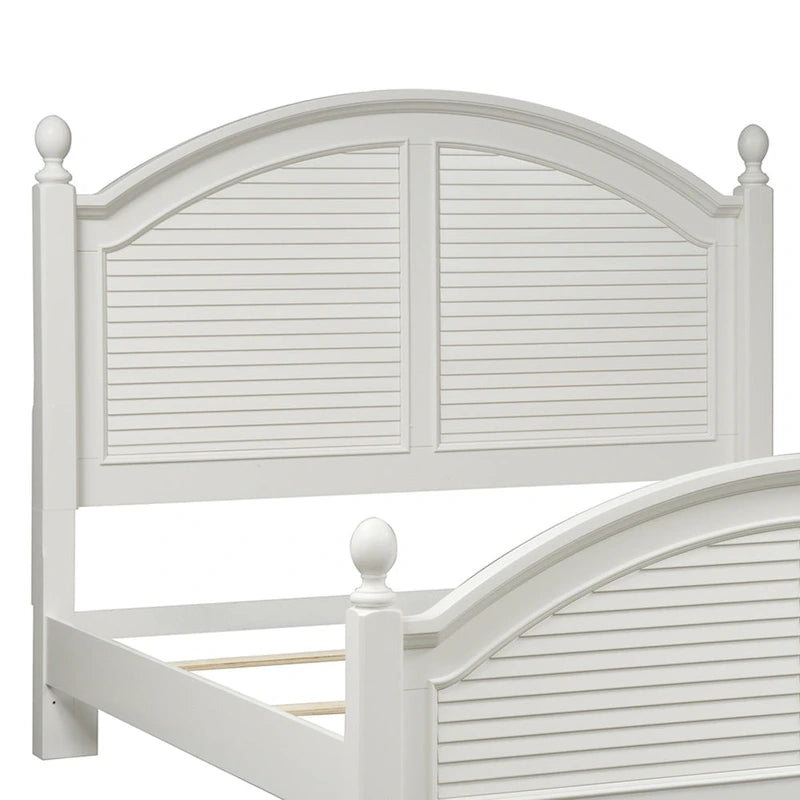 Tête de lit King Oyster White avec moulure couronne arquée et panneaux à persiennes - Usage unique
