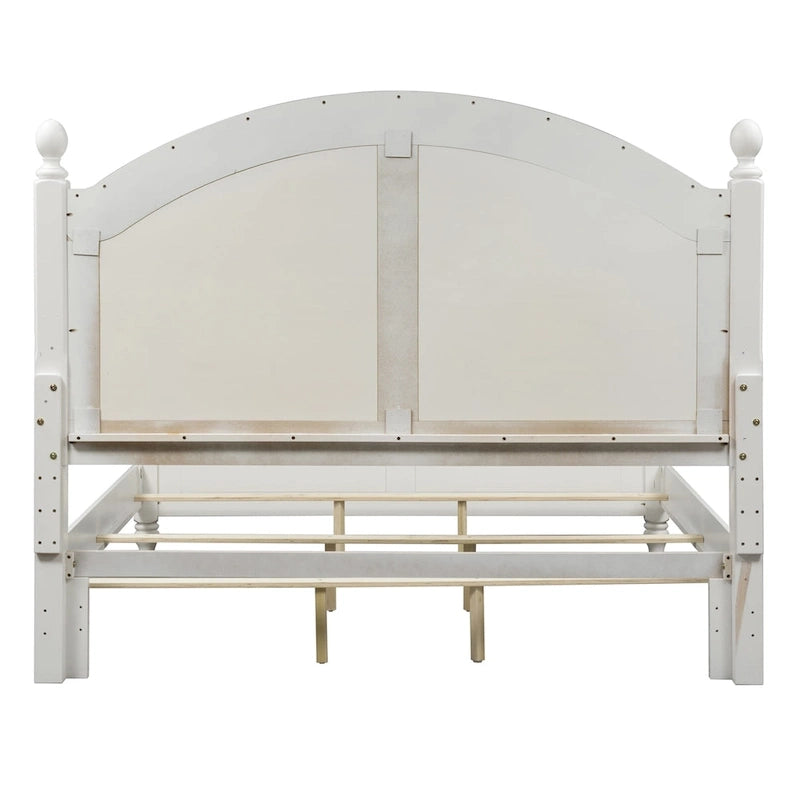 Tête de lit King Oyster White avec moulure couronne arquée et panneaux à persiennes - Usage unique