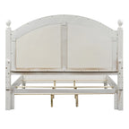 Tête de lit King Oyster White avec moulure couronne arquée et panneaux à persiennes - Usage unique