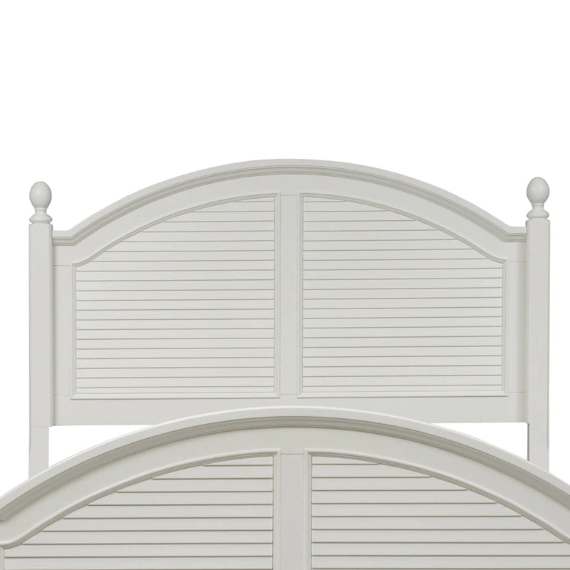 Tête de lit King Oyster White avec moulure couronne arquée et panneaux à persiennes - Usage unique
