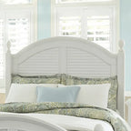 Tête de lit King Oyster White avec moulure couronne arquée et panneaux à persiennes - Usage unique