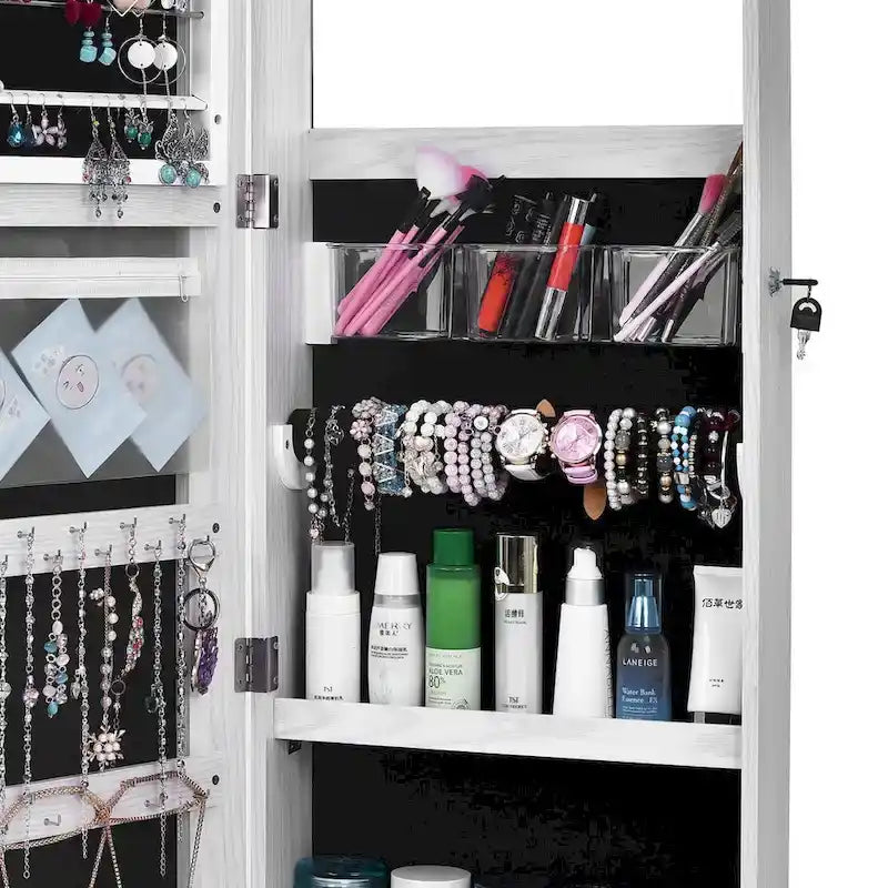 Armoire à bijoux miroir pleine longueur blanche - Usage unique