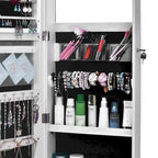 Armoire à bijoux miroir pleine longueur blanche - Usage unique
